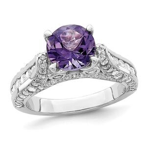 4.05 Carat (ctw) Amethyst & White Topaz Solitaire Ring in Sterling Silver